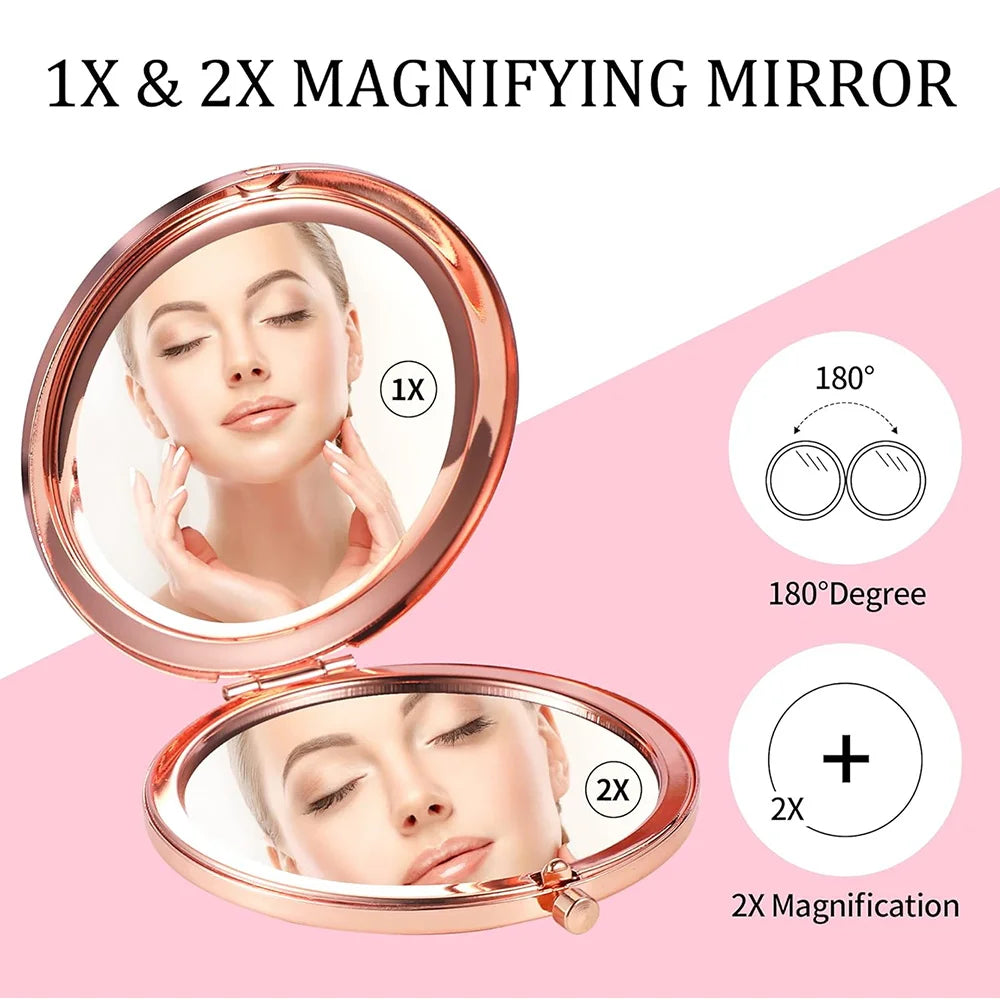 Portable Foldable Women Metal Cosmetic Mirror